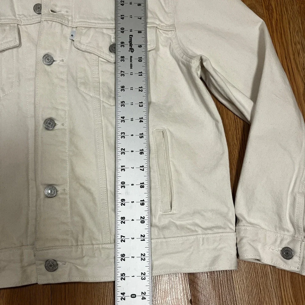 Levis Mens Cream Denim Trucker Jacket L Button Streetwear Utility Classic - Picture 4 of 9